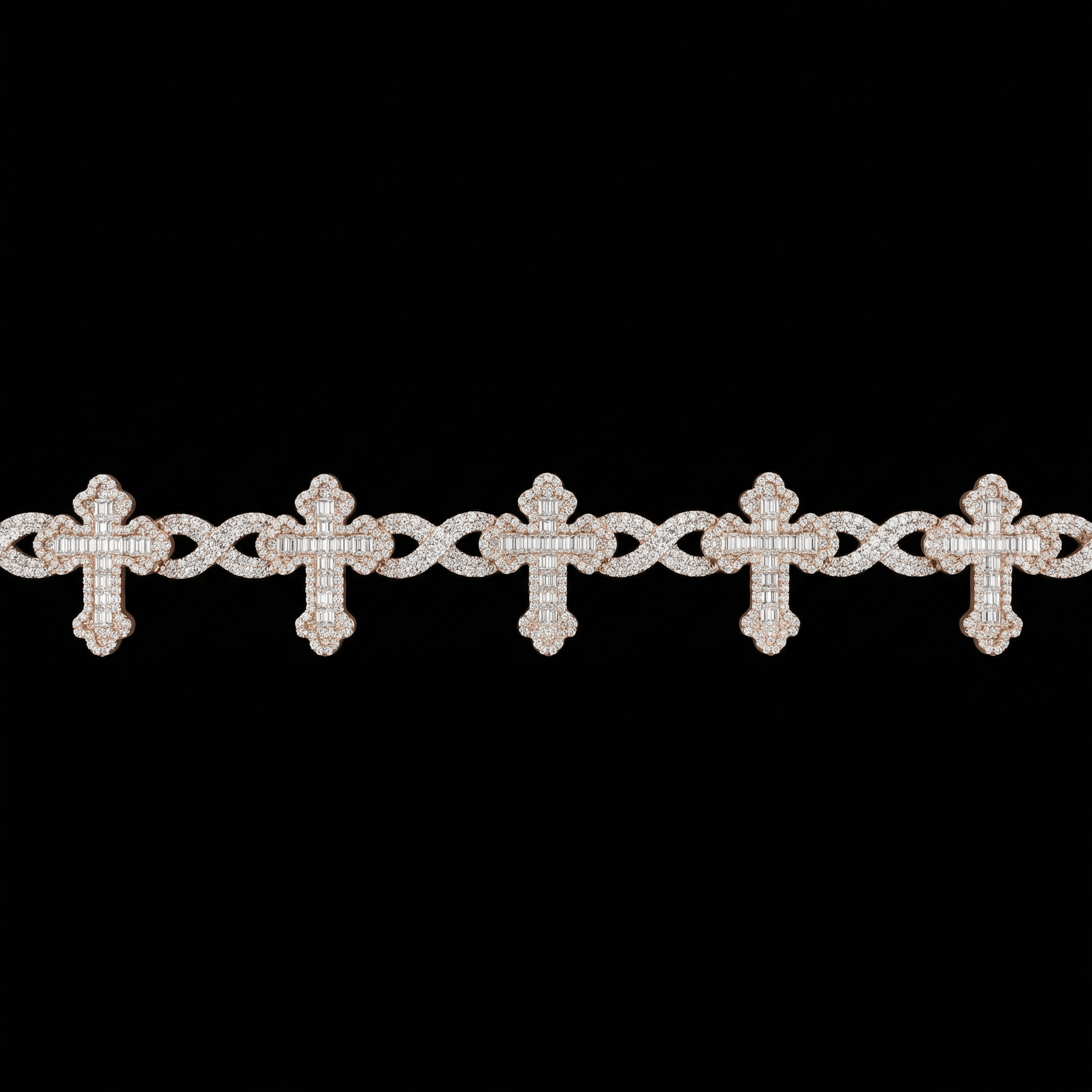 Baguette Cross Bracelet (Multi-Tone)
